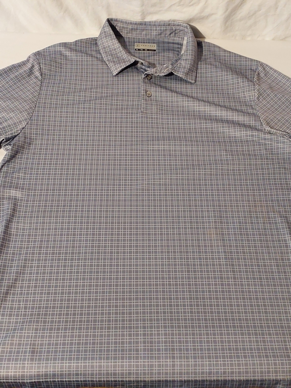 PGA Tour XL Men’s Gray Plaid Short-Sleeve Polo